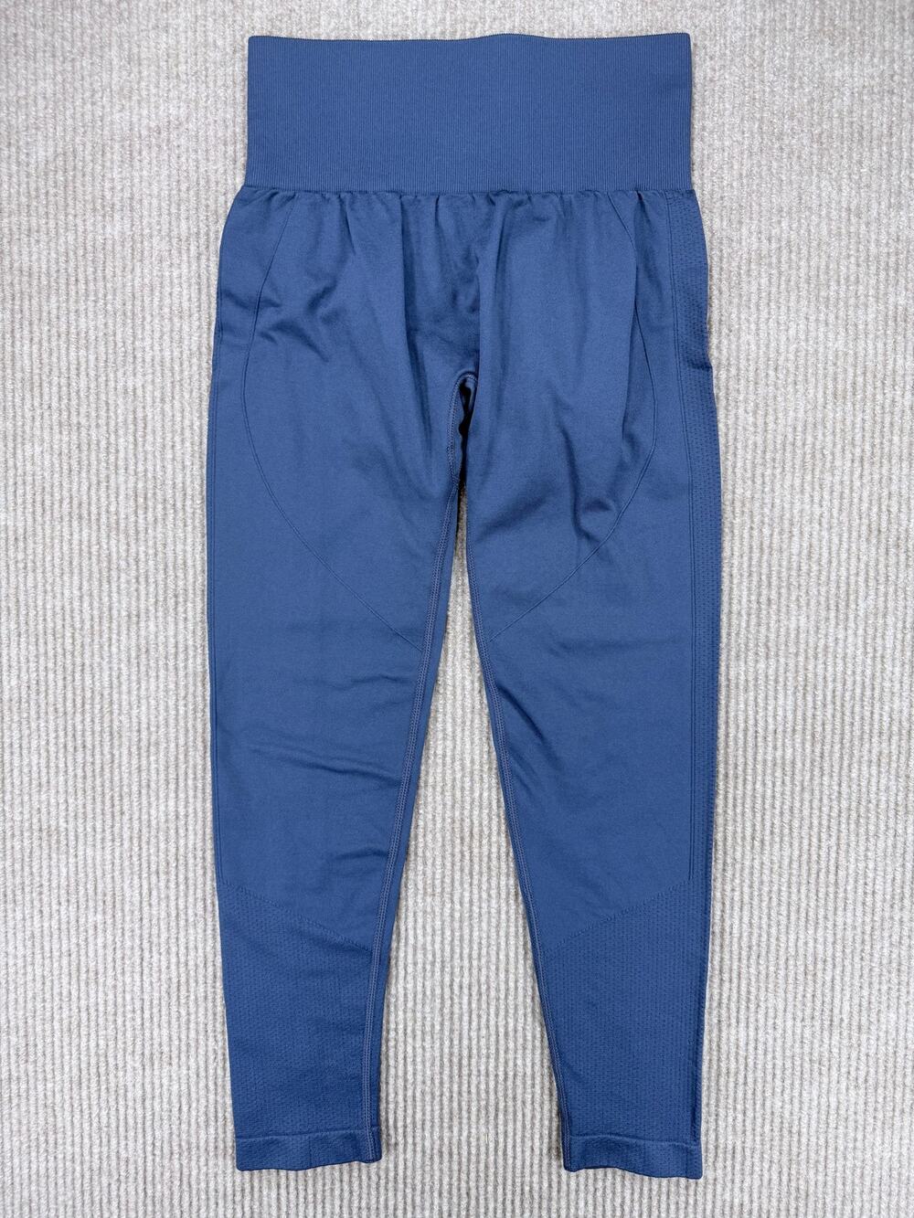Halara Slate Blue Seamless Ribbed High Waisted Scrunch Butt Leggings L
